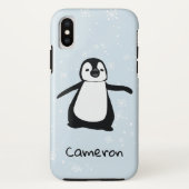 Schattige Pinguïn Naam Blauw Wit Wintersneeuw Case-Mate iPhone Case (Achterkant)
