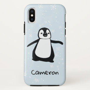 Schattige Pinguïn Naam Blauw Wit Wintersneeuw Case-Mate iPhone Case