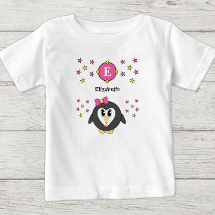 Schattige pinguïn naam sterren geel roze