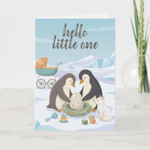Schattige Pinguïn Nieuwe Baby Hallo Kleine Nieuw Kaart