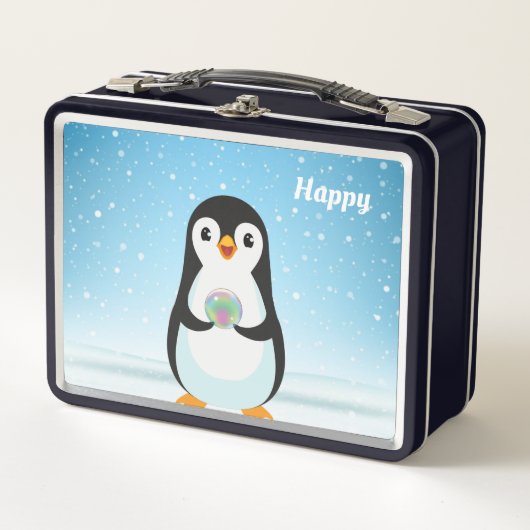 Schattige pinguïn op lichtblauw (Voorkant)