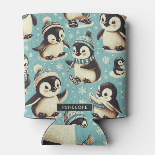  Schattige pinguïn patroon Blikjeskoeler (Achterkant)