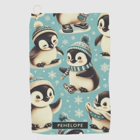 Schattige pinguïn patroon Golfhanddoek (Voorkant)