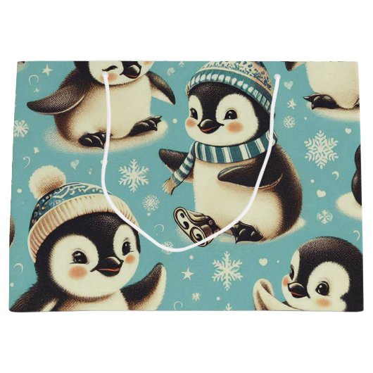 Schattige pinguïn patroon Groot Cadeauzakje (Voorkant)
