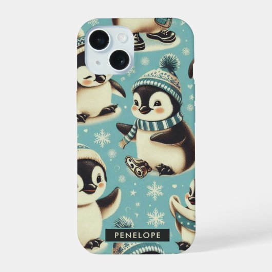  Schattige pinguïn patroon iPhone 15 Case (Achterkant)