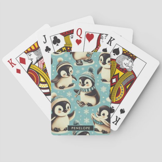 Schattige pinguïn patroon Pokerkaarten (Achterkant)