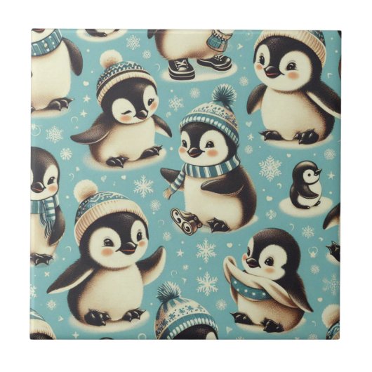 Schattige pinguïn patroon Tegeltje (Voorkant)