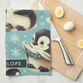 Schattige pinguïn patroon Theedoek (Quarter Fold)