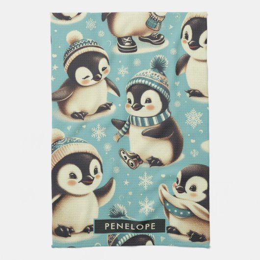 Schattige pinguïn patroon Theedoek (Verticaal)