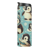 Schattige pinguïn patroon Thermosbeker (Geroteerd rechts)