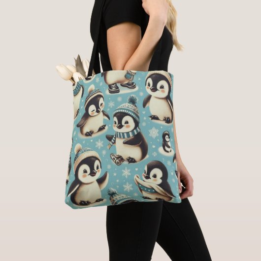 Schattige pinguïn patroon Tote Bag (Dichtbij)