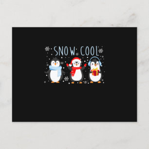 Schattige Pinguïn Sneeuw Koel Winter Kerstmis Uitnodiging Briefkaart