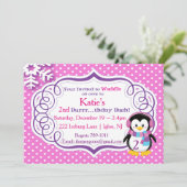 Schattige pinguïn uitnodigen kaart (Staand voorkant)