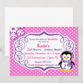 Schattige pinguïn uitnodigen kaart (Voorkant / Achterkant)