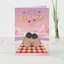 Schattige Pinguïn Valentijnsdag Picknickkaart voor