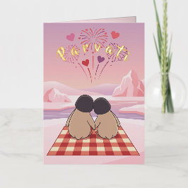 Schattige Pinguïn Valentijnsdag Picknickkaart voor Folie Wenskaart