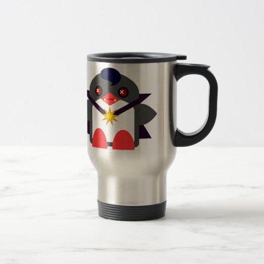 Schattige Pinguïn Vampier Reisbeker (Rechts)