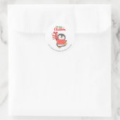 Schattige pinguïn vrolijk kerstfeest  ronde sticker (Tas)
