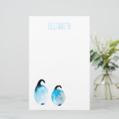 Schattige pinguïn waterverf kunst briefpapier (Staand voorkant)