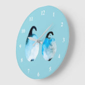 Schattige pinguïn waterverf kunst grote klok (Hoek)
