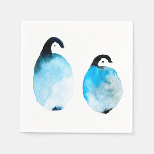Schattige pinguïn waterverf kunst servet