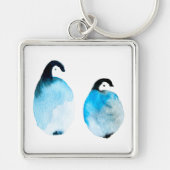 Schattige pinguïn waterverf kunst sleutelhanger (Voorkant)