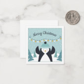 Schattige pinguïn winter kunst vrolijk kerstfeest notitiekaartje (Voorkant / Achterkant in situ)