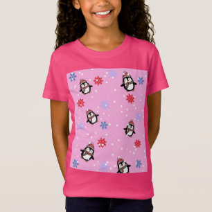 Schattige Pinguïn Winter Patroon – Sneeuwvlokken T-shirt