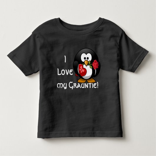 Schattige pinguïn zegt: "Ik hou van mijn Grauntie! Kinder Shirts (Voorkant)