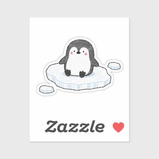 Schattige Pinguïn zittend op ijsschots Sticker (Vel)