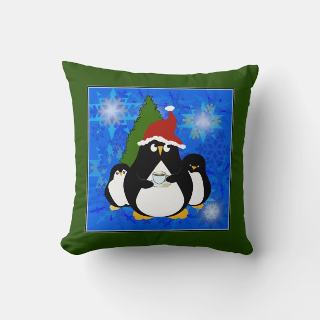 Schattige Pinguïnfamilie Kussen (Voorkant)