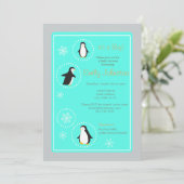 schattige pinguïnjongen babydoucheuitnodigingen kaart (Staand voorkant)
