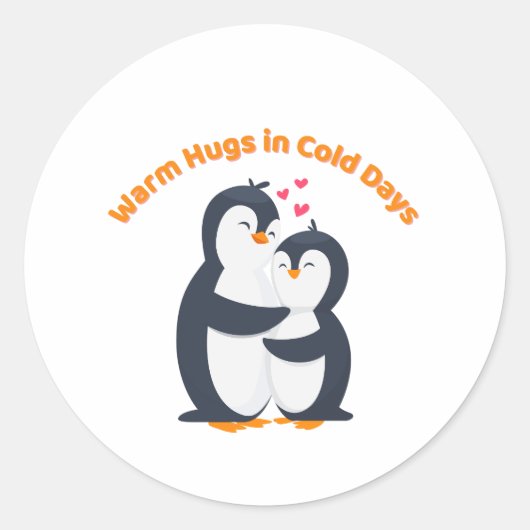 Schattige pinguïnknuffel – Winterliefde Ronde Sticker (Voorkant)