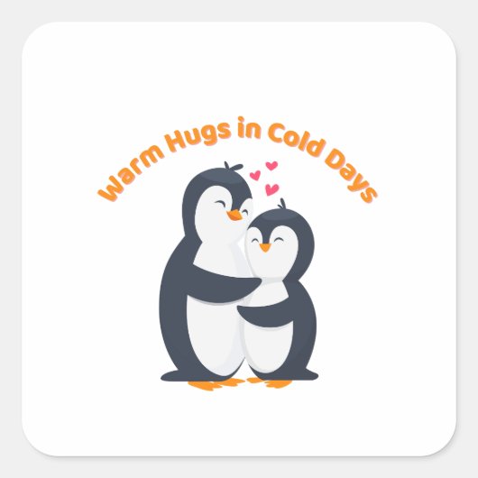 Schattige pinguïnknuffel – Winterliefde Vierkante Sticker (Voorkant)
