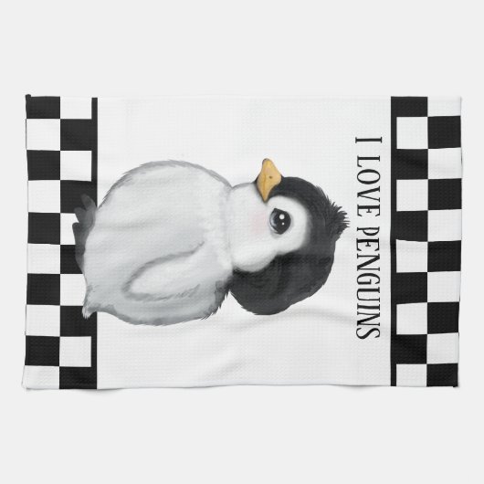 schattige pinguïnliefhebbers voegen tekst toe theedoek (Horizontaal)