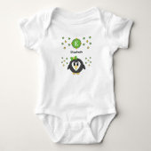Schattige pinguïnnaam schittert geel groen romper (Voorkant)