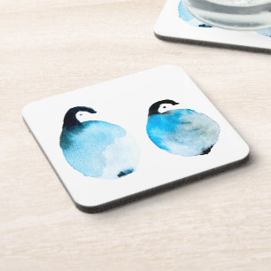 Schattige pinguïns aquarel bier onderzetter
