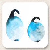 Schattige pinguïns aquarel bier onderzetter (Voorkant)