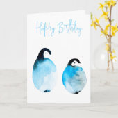 Schattige pinguïns aquarel kaart (Gele Bloem)