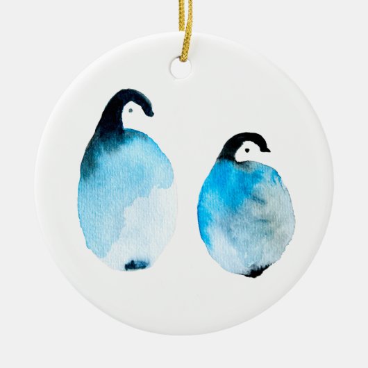 Schattige pinguïns aquarel keramisch ornament (Voorkant)