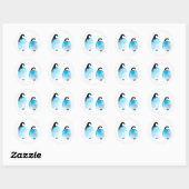 Schattige pinguïns aquarel ronde sticker (Vel)