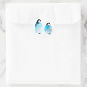 Schattige pinguïns aquarel ronde sticker (Tas)