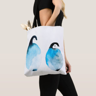 Schattige pinguïns aquarel tote bag