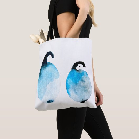 Schattige pinguïns aquarel tote bag (Dichtbij)