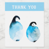 Schattige pinguïns aquarel wijn etiket (Enkel label)