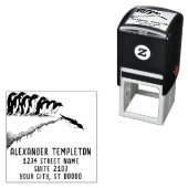 Schattige Pinguïns Cliff Duiken Naam Retouradres Zelfinktende Stempel (In situ)