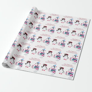 Schattige pinguïns in de sneeuw Prettig kerstfeest Cadeaupapier
