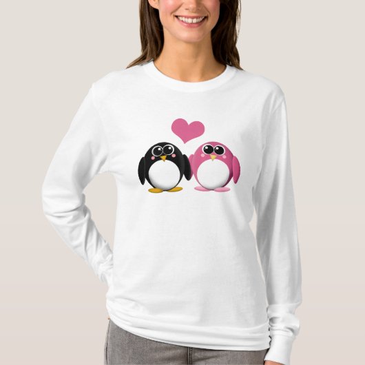 Schattige pinguïns in liefde - Shirt (Voorkant)