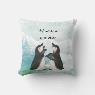 Schattige Pinguïns in Sneeuwlandschap Baby Kussen
