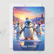 Schattige Pinguïns in Wintermutsen op Bevroren Ijs